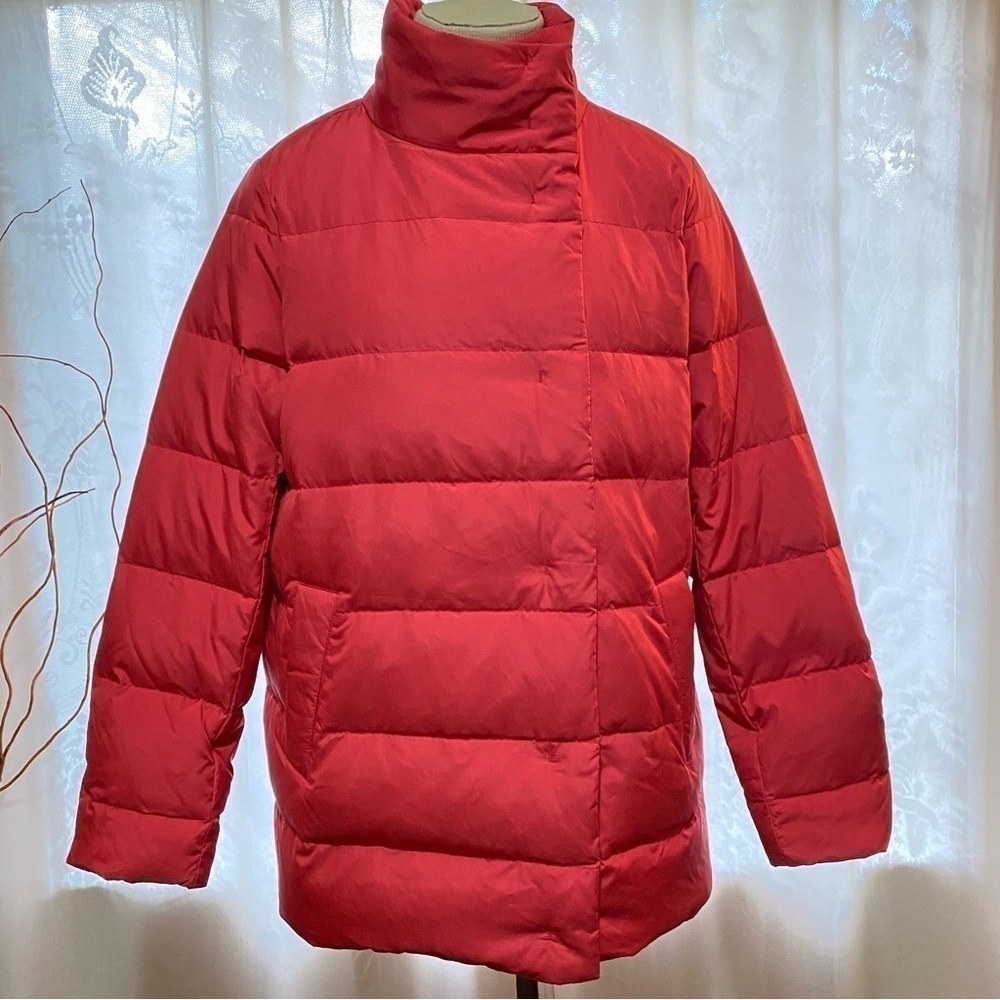 J. Jill Down Puffer coat in Carmine Red. Snap front closure Size Small - Picture 2 of 14